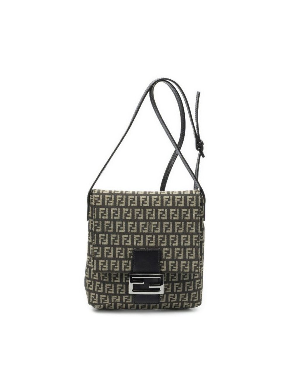 Fendi Small Flap Bag Crossbody Brown Beige Zucca Canvas